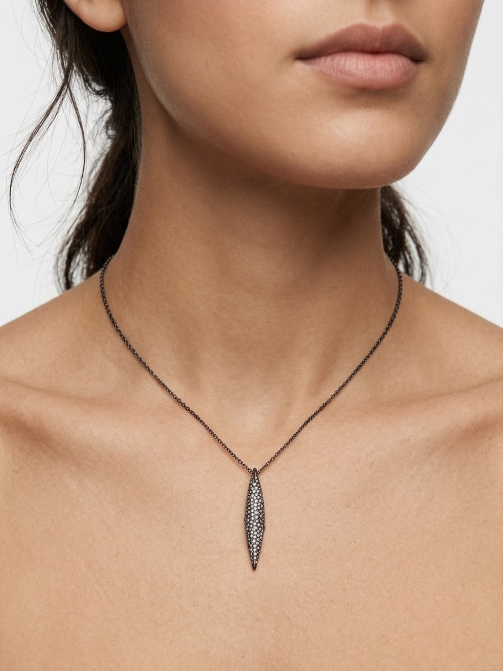 Alexis Bittar Black Pave Marquise Pendant Necklace -